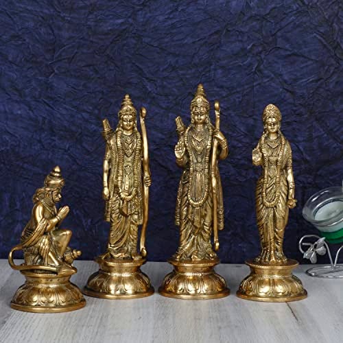 ARTVARKO Brass Ram Darbar Murti Lord Rama Laxman and Sita Religious God Statue Spiritual Home Decor Pooja Temple Shrine Home Décor 9 Inches - Image 2