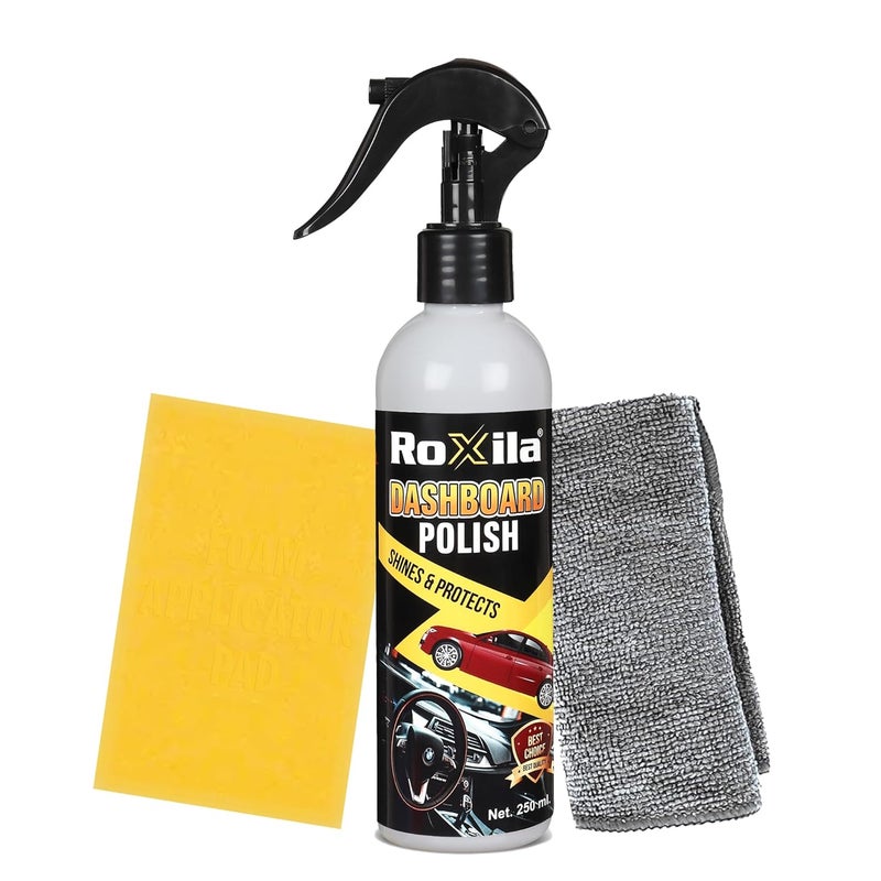 Roxila Dashboard Polish | (250 ML) | Car Interior polish Spray All-in-One Shine | Polish Spray for Plastic, Leather, Vinyl & Rubber, and Other Plastic Parts | Restores High Shine Protect UV Rays - Image 1