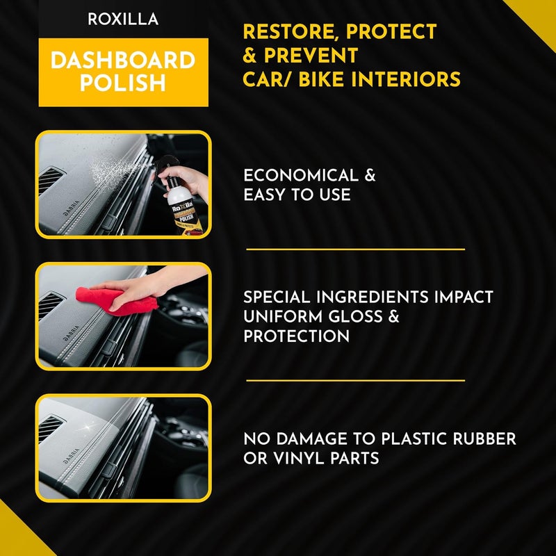 Roxila Dashboard Polish | (250 ML) | Car Interior polish Spray All-in-One Shine | Polish Spray for Plastic, Leather, Vinyl & Rubber, and Other Plastic Parts | Restores High Shine Protect UV Rays - Image 5