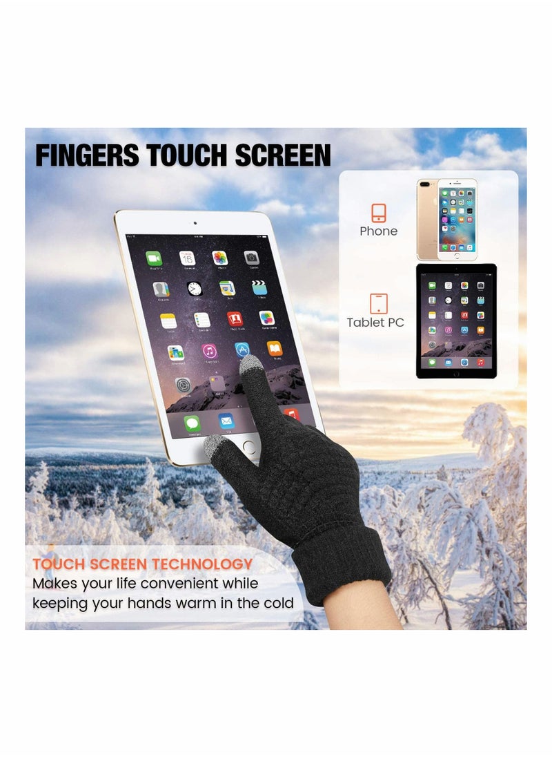 SYOSI - 4 Pairs Women's Winter Touch Screen Gloves Warm Fleece Lined Knit Gloves Elastic Cuff Winter Texting Gloves - Image 1