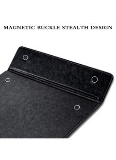 YISEEK Clipboards With Strong Magnets Clip Pearlescent Colors Pu Clip Board With Pen Holder Loop，Portable And Smooth Office Business Clipboard Writing Pad A4 File Organizer Clip Folderblack  - Image 5
