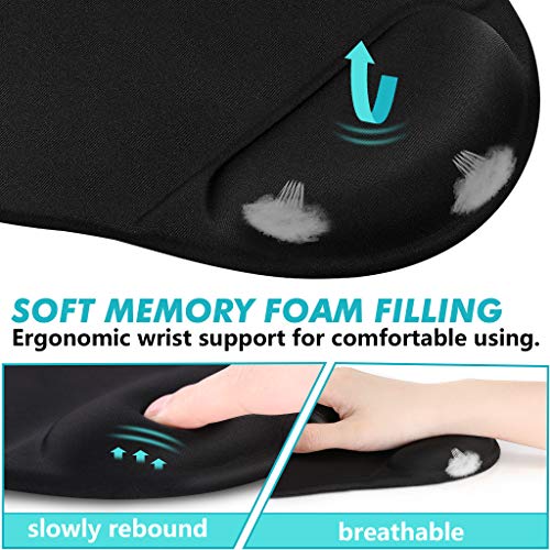 TONOS Ergonomic Mouse Pad 3 Pack with Wrist Rest Support, Round Gaming Mousepad with Smooth Surface & Non-Slip Rubber Base for Computer, Laptop, Office, Comfortable Memory Foam for Wrist Cushion - Image 4