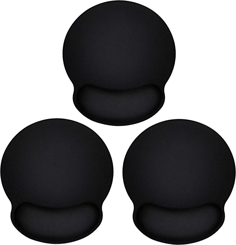 TONOS Ergonomic Mouse Pad 3 Pack with Wrist Rest Support, Round Gaming Mousepad with Smooth Surface & Non-Slip Rubber Base for Computer, Laptop, Office, Comfortable Memory Foam for Wrist Cushion - Image 1
