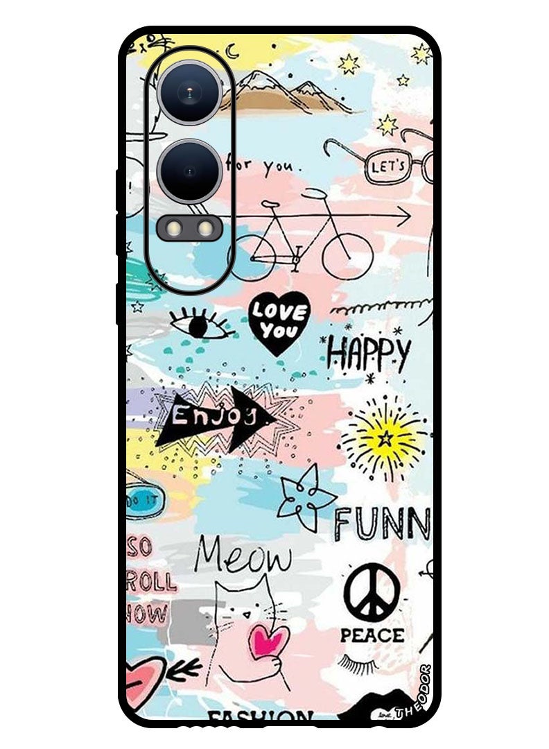 Theodor Protective Case Anti Scratch Shock Proof Bumper Cover For Oppo K12x (China) Doodle Art - Image 1
