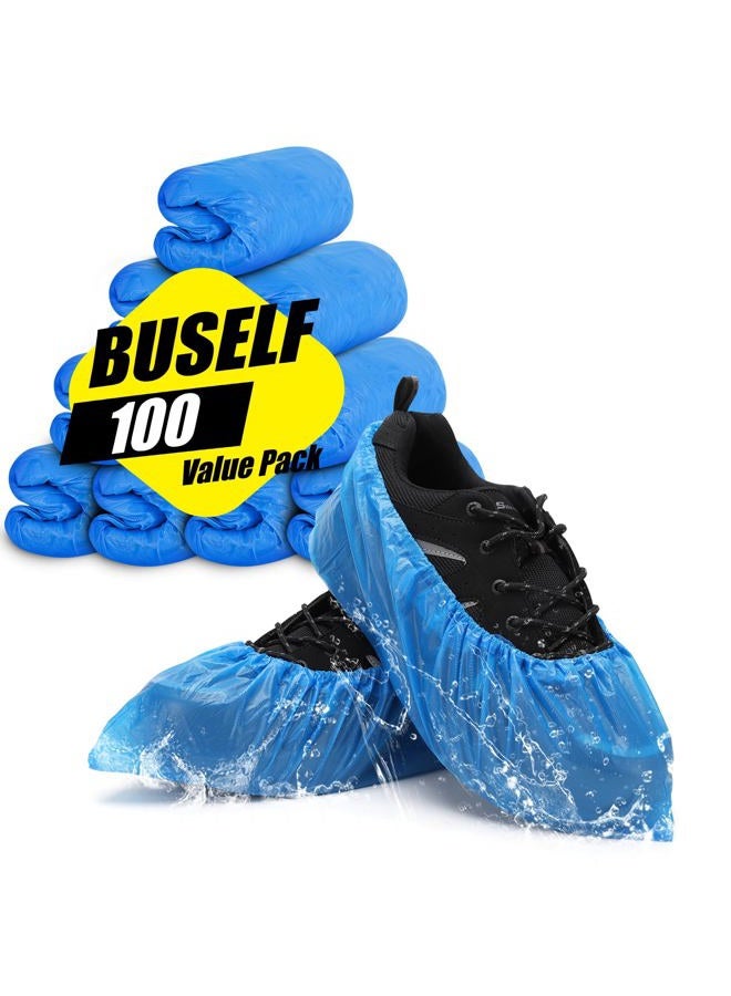 Buself Shoe Covers Disposable Non Slip - Pack of 100 (50 Pairs), Premium Waterproof and Recyclable Shoe Booties Covers for Indoors, Fits Up To 11 US Men and 13 US Women Size - Image 1