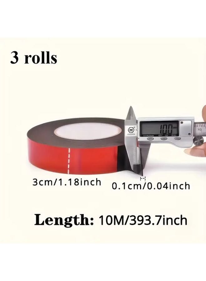 3 Rolls Double Sided Adhesive Foam Tape 1 18Inch x 393 7Inch High Temperature Resistant - Image 1