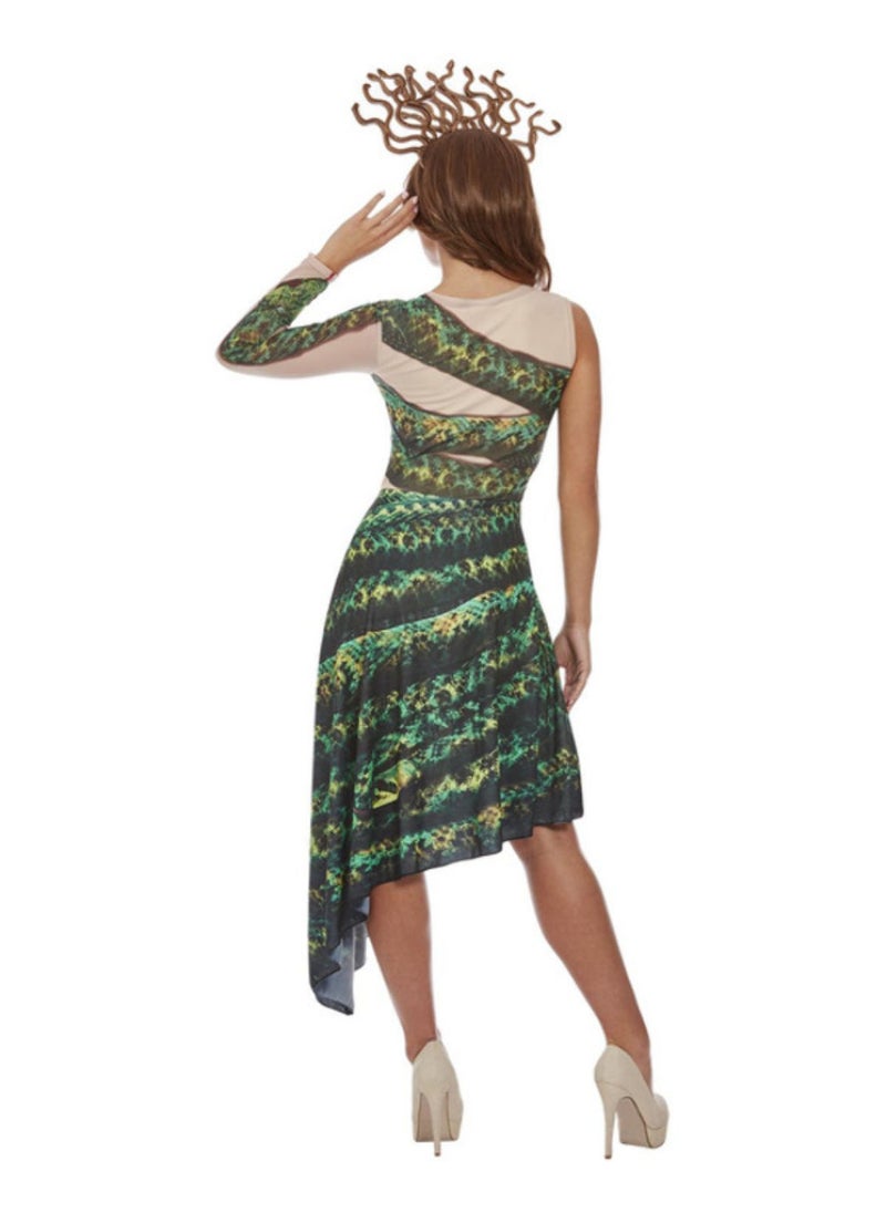 Smiffys - Fancy Dress Medusa Costume Green Dress And Headband Adult Female Size L - Image 1