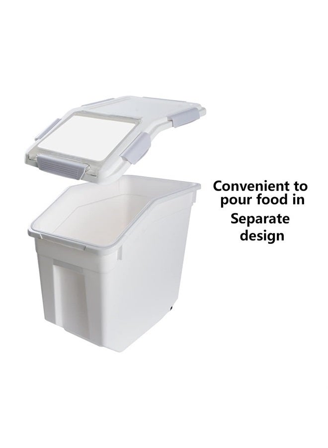 Saim 2 Pcs Large Dog Food Storage Containers Dry Food Dispenser Storage Tank Pet Dog Cat Food Bin with Locking Lid,Measuring Cup,Scoop & Wheels,33 LB Capacity,Grey - Image 3