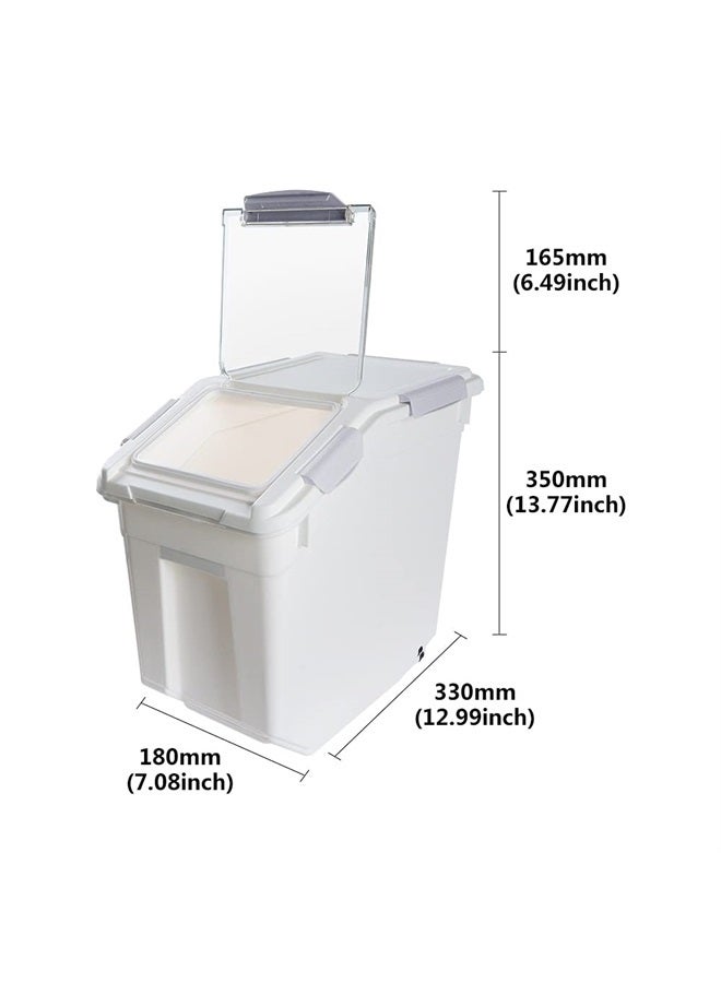 Saim 2 Pcs Large Dog Food Storage Containers Dry Food Dispenser Storage Tank Pet Dog Cat Food Bin with Locking Lid,Measuring Cup,Scoop & Wheels,33 LB Capacity,Grey - Image 5