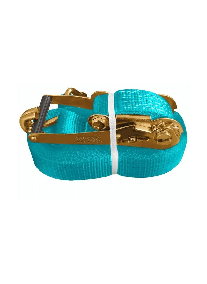 T0TAL THTRS3101 3 Ton 10 Meter Length Ratchet Strap  Lashing Belt 50mm 2 Width Double Hooks