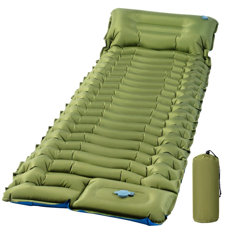 FrutPunch Camping Sleeping Pad, Ultralight Camping Mat with Pillow, Built-in Foot Pump Inflatable Sleeping Pads Compact for Camping Backpacking Hiking Traveling Tent, Single - Image 1
