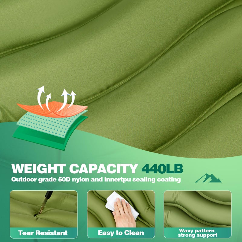 FrutPunch Camping Sleeping Pad, Ultralight Camping Mat with Pillow, Built-in Foot Pump Inflatable Sleeping Pads Compact for Camping Backpacking Hiking Traveling Tent, Single - Image 4