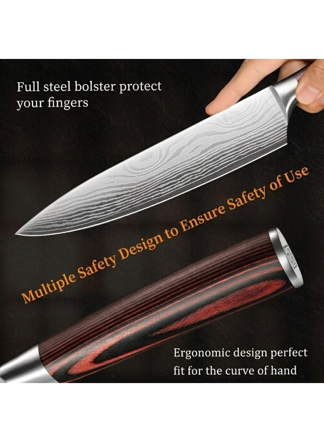 KLYTE Premium 3-Piece Butcher Knife Set, Professional Chef Kitchen Knife Collection with Ergonomic Patterned Handles and Gift Box for Home Cooking - Image 5