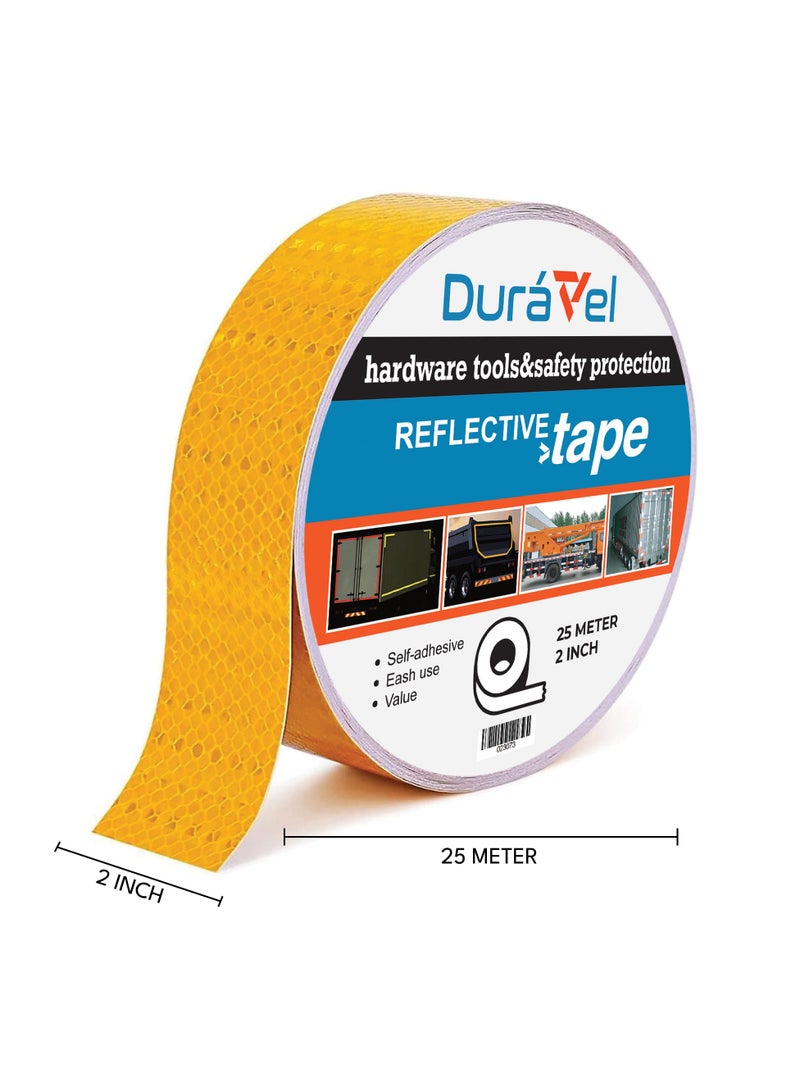 Duravel Duravel Reflective Safety Tape, 2 Inch x 25 Metre, Self-Adhesive (Yellow) - Image 2