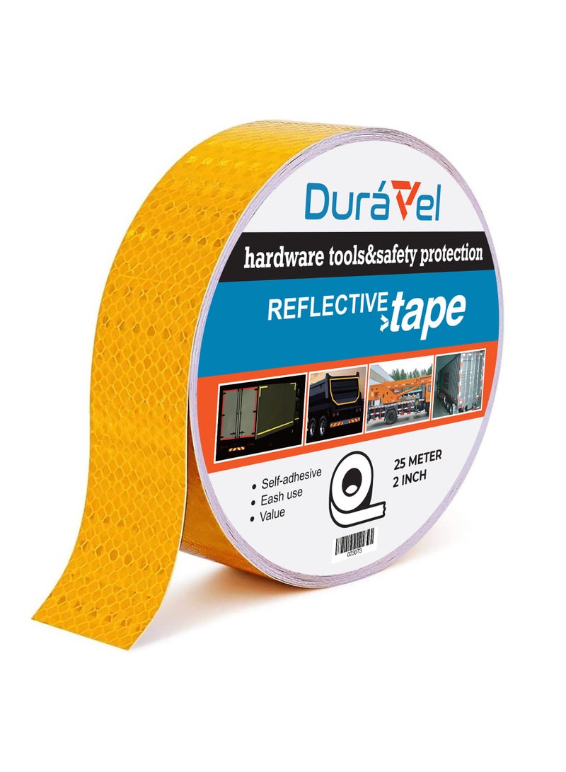 Duravel Duravel Reflective Safety Tape, 2 Inch x 25 Metre, Self-Adhesive (Yellow) - Image 1