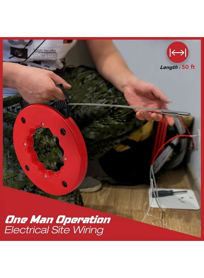 50ft Fish Tape Wire Puller Flexible Steel Cable Fishing Tool For Walls And Conduits - Image 4