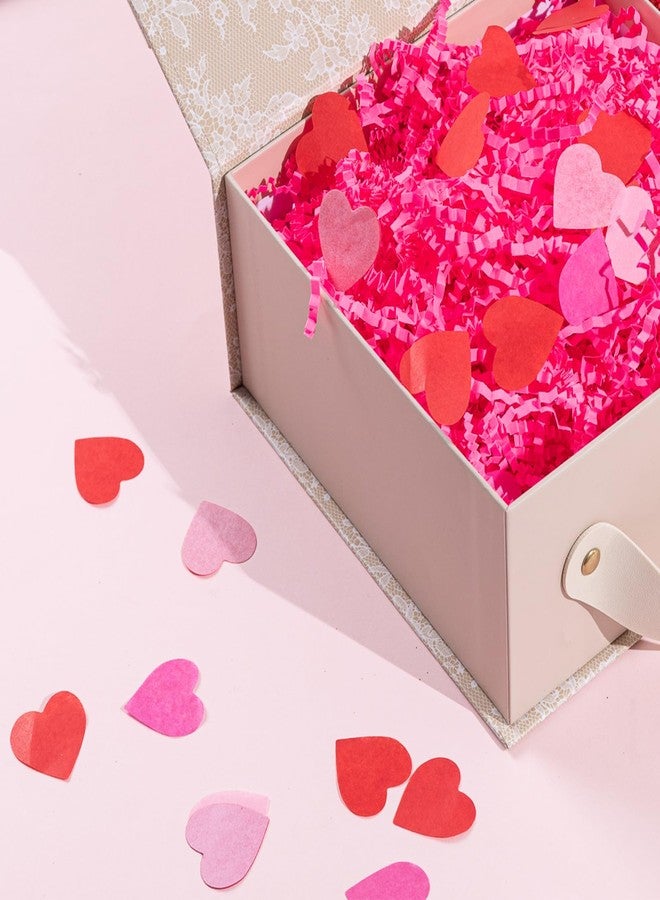 Jocomoni 1LB Valentine's Day Crinkle Cut Paper Shred Filler Pink Crinkle Cut Paper with Heart Confetti Shredded Paper Filler Raffia Paper for Gift Wrapping Craft DIY Packaging Filling Party Supply - Image 4
