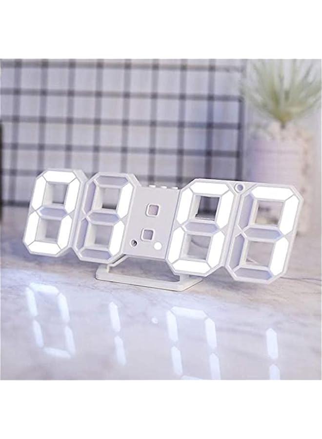بيوينتي ساعة رقمية بمصباح Led ثلاثية الابعاد، ساعة رقمية بيضاء مع سطوع تلقائي قابل للتعديل، عرض درجة الحرارة والوقت 12/24 ساعة، والتاريخ، ساعة منبه بضوء ليلي كهربائي للديكور المنزلي الحديث، من كاتغروشير، فض - Image 2