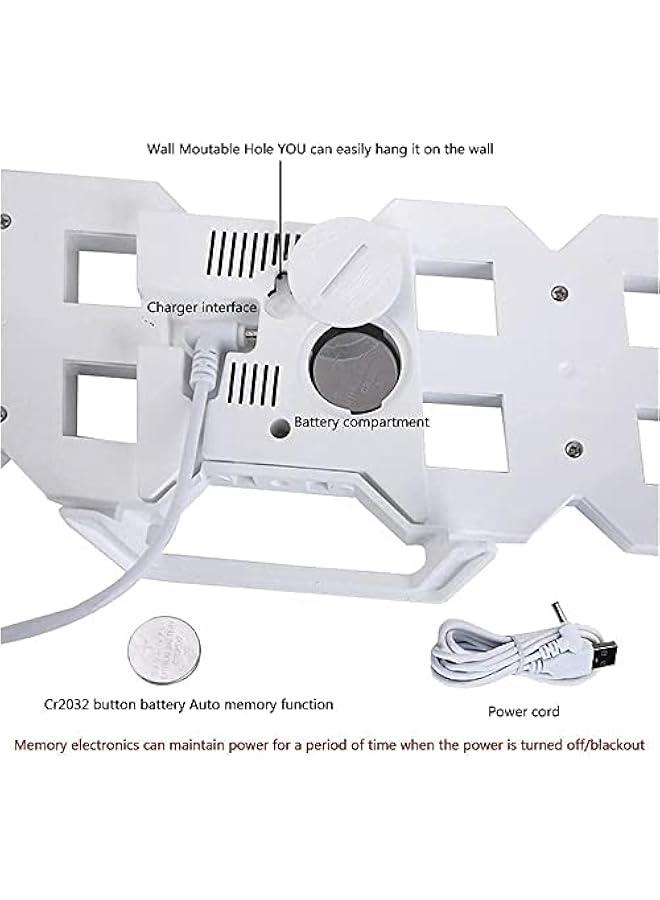 بيوينتي ساعة رقمية بمصباح Led ثلاثية الابعاد، ساعة رقمية بيضاء مع سطوع تلقائي قابل للتعديل، عرض درجة الحرارة والوقت 12/24 ساعة، والتاريخ، ساعة منبه بضوء ليلي كهربائي للديكور المنزلي الحديث، من كاتغروشير، فض - Image 3
