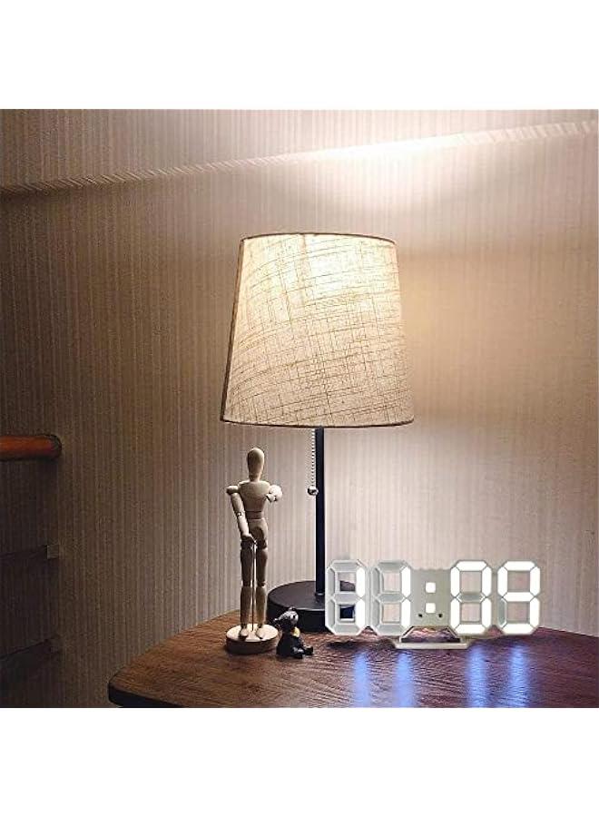 بيوينتي ساعة رقمية بمصباح Led ثلاثية الابعاد، ساعة رقمية بيضاء مع سطوع تلقائي قابل للتعديل، عرض درجة الحرارة والوقت 12/24 ساعة، والتاريخ، ساعة منبه بضوء ليلي كهربائي للديكور المنزلي الحديث، من كاتغروشير، فض - Image 5