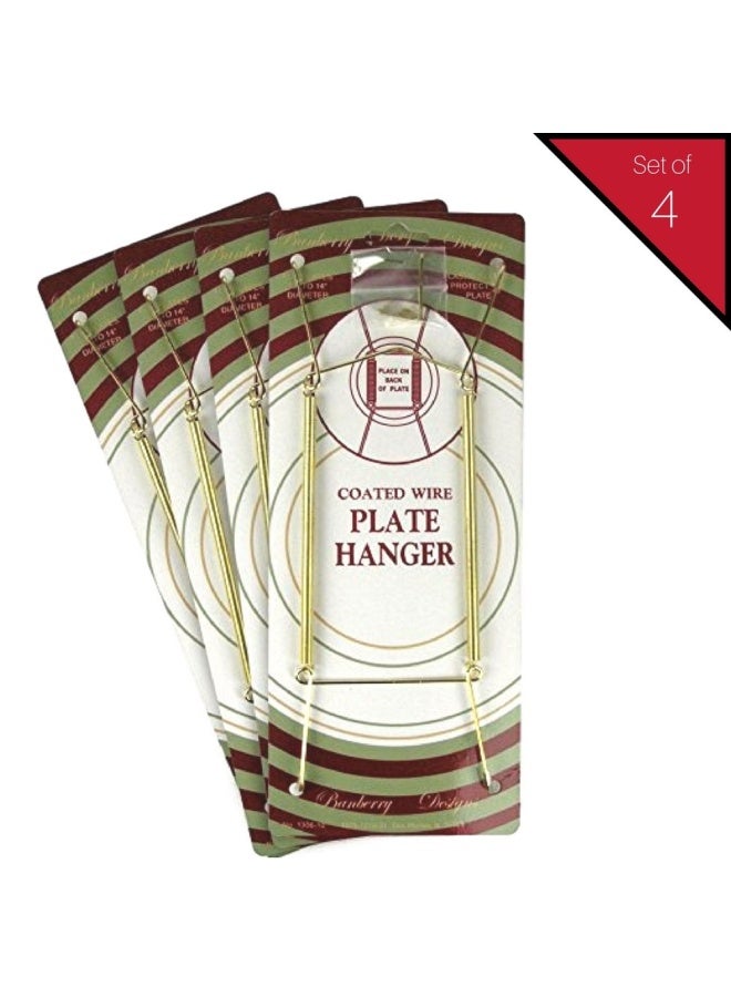 BANBERRY DESIGNS Banberry Designs Brass Vinyl Coated Plate Hanger 10 To 14 Inch Pack Of 4 Hangers - Plate Hangers For The Wall - Image 2
