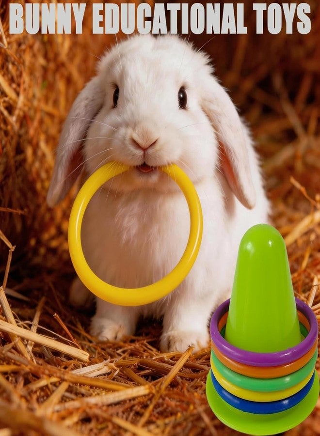 nsgglecher 13PCS Rabbit Training Ring Toy, Rabbit Interactive Toy, Bunny Stacking & Educational Toys with 3 Stacking + 10 Rings, Interactive Bunny Enrichment Puzzle Game, Educational Chew Toy for Small Pets - Image 5
