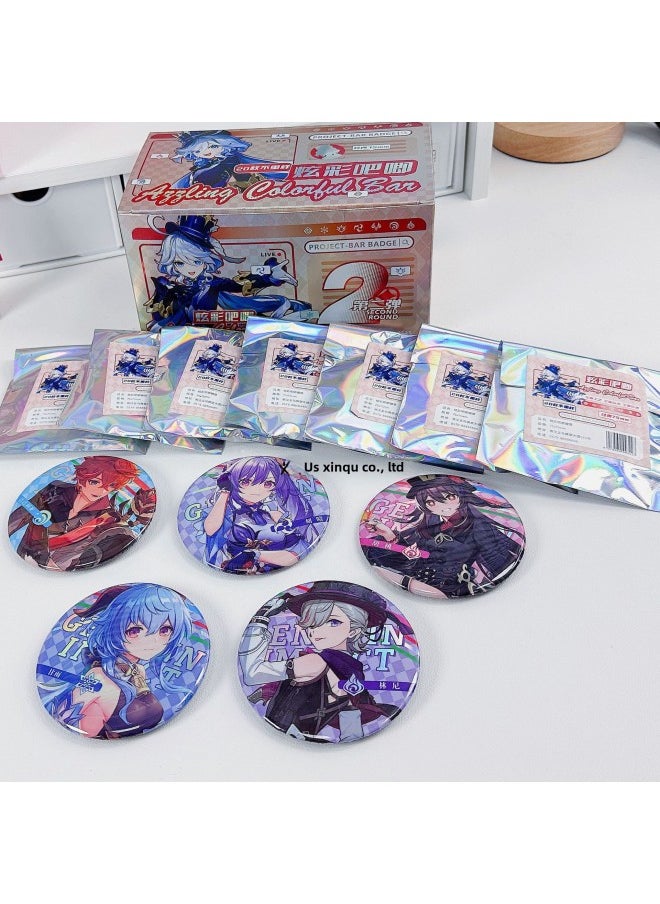 Generic - Yum Badge Tinplate Yum Bag Decoration Medal Millet Laser Material Secondary Tide Play Blind Box Style-Color:The Original God Yum Badge/a Whole Box Of 20/according To Multiples Of 20 (send Small Gifts)-Height:75mm - Image 1
