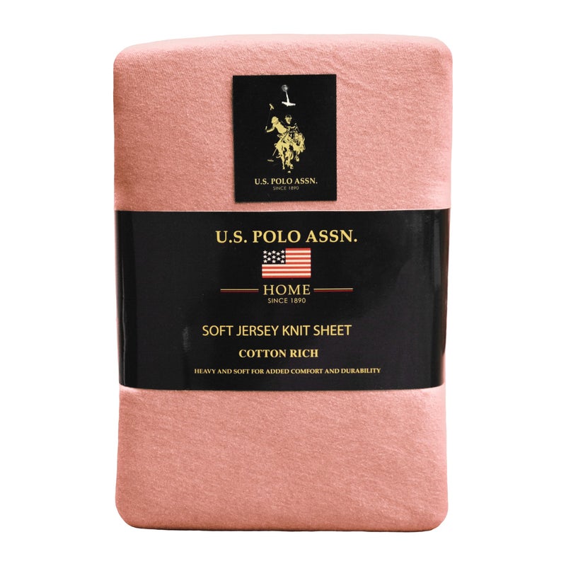 U.S. Polo Assn. U.S. Polo Assn. All Season  Soft and Cozy T-Shirt Material  1800 Thread Count 4-Piece Cotton Rich Jersey Sheet Set  - Image 1