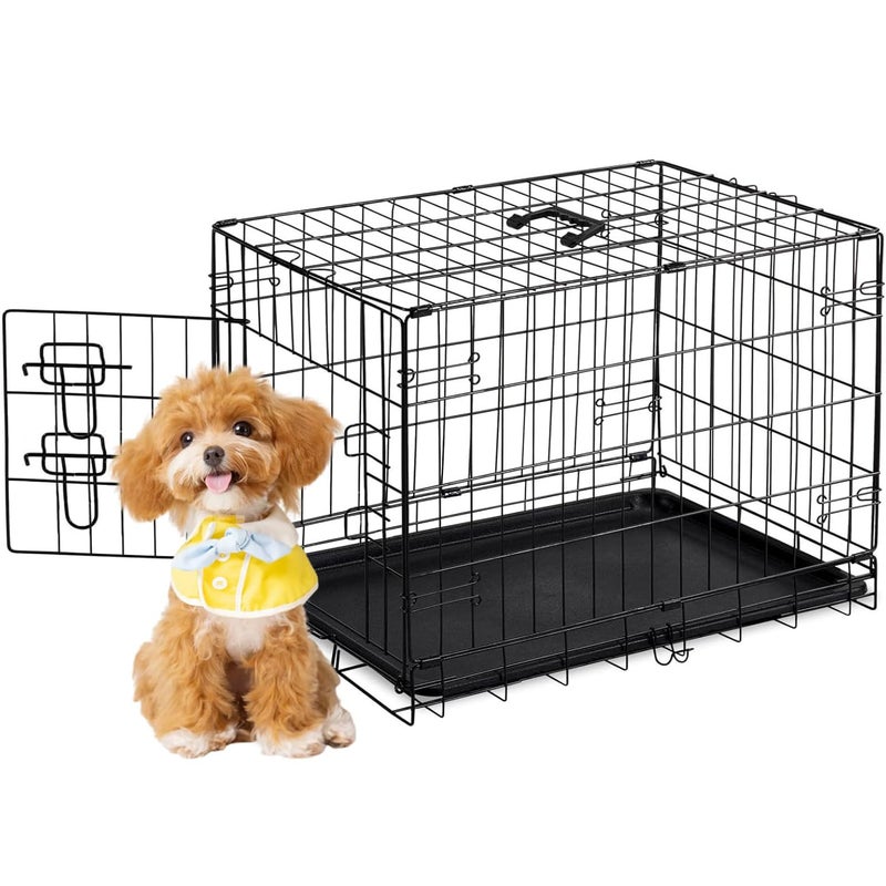 Aidoly Dog Crate - Single Door 30 Inch Portable Puppy Dog Cage, Metal Wire Pet Kennel with Secure Lock, Leak-Proof Pan Tray, Foldable Design for Dogs Pets Indoor Training and Outdoor Trave - Image 1