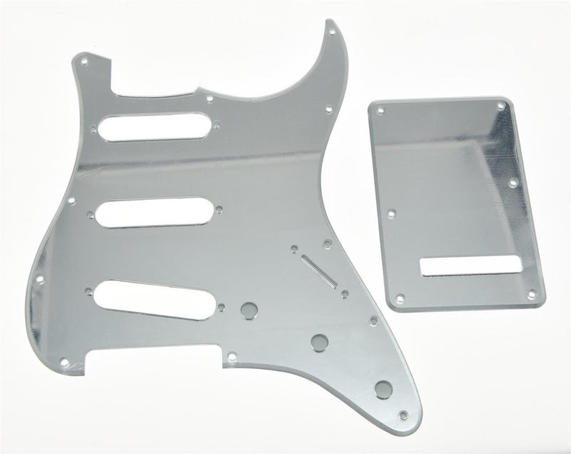 KAISH 11 Hole ST/Strat Style Pickguard SSS Pick Guard with ST Back Plate Tremolo Trem Cover for USA/Mexico Stratocaster/Strat Silver Mirror - Image 1
