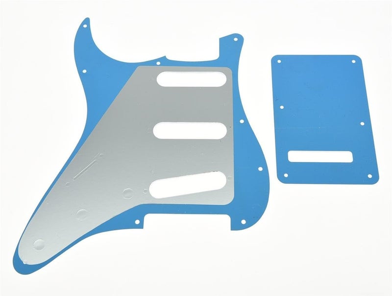 KAISH 11 Hole ST/Strat Style Pickguard SSS Pick Guard with ST Back Plate Tremolo Trem Cover for USA/Mexico Stratocaster/Strat Silver Mirror - Image 2