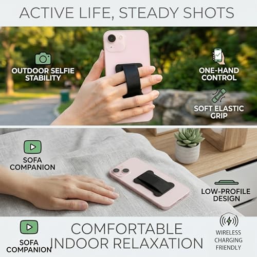 WUOJI Universal Phone Grip for Smartphones - Phone Holder for Hand for Back of Phone - Wireless Charging Compatible (Black Blue) - 2Pack - Image 4