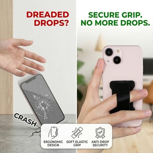 WUOJI Universal Phone Grip for Smartphones - Phone Holder for Hand for Back of Phone - Wireless Charging Compatible (Black Blue) - 2Pack - Image 3