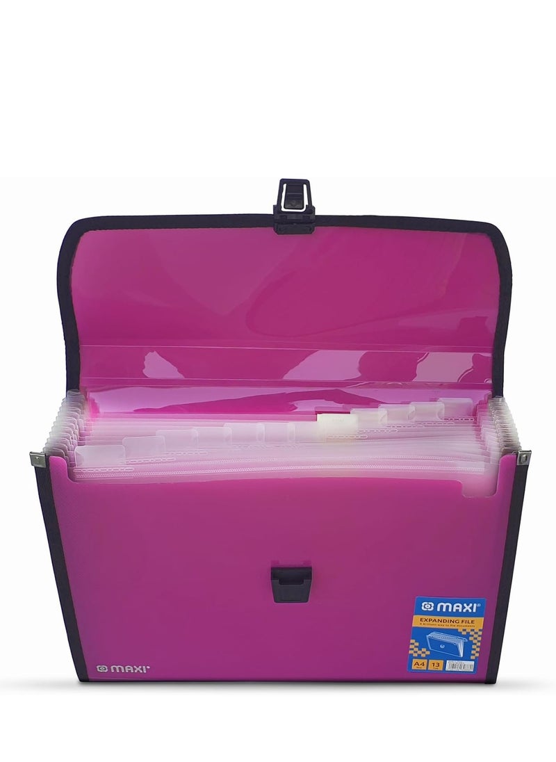 Maxi Maxi Expansion File 13 Grids Without Handle Pink 13 Pockets Expanding Folders Portable Accordion A4 Expandable Organizer  - Image 3