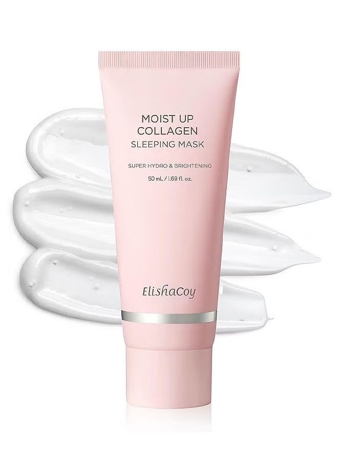 elishacoy Moist Up Collagen Sleeping Face Mask, Skincare Hydrating, Brightening Sleep Mask For Overnight Face Cream With Vitamin E, Face Masks For Skin Care, Anti Aging Moisture 50ML,1.69fl.oz - Image 1