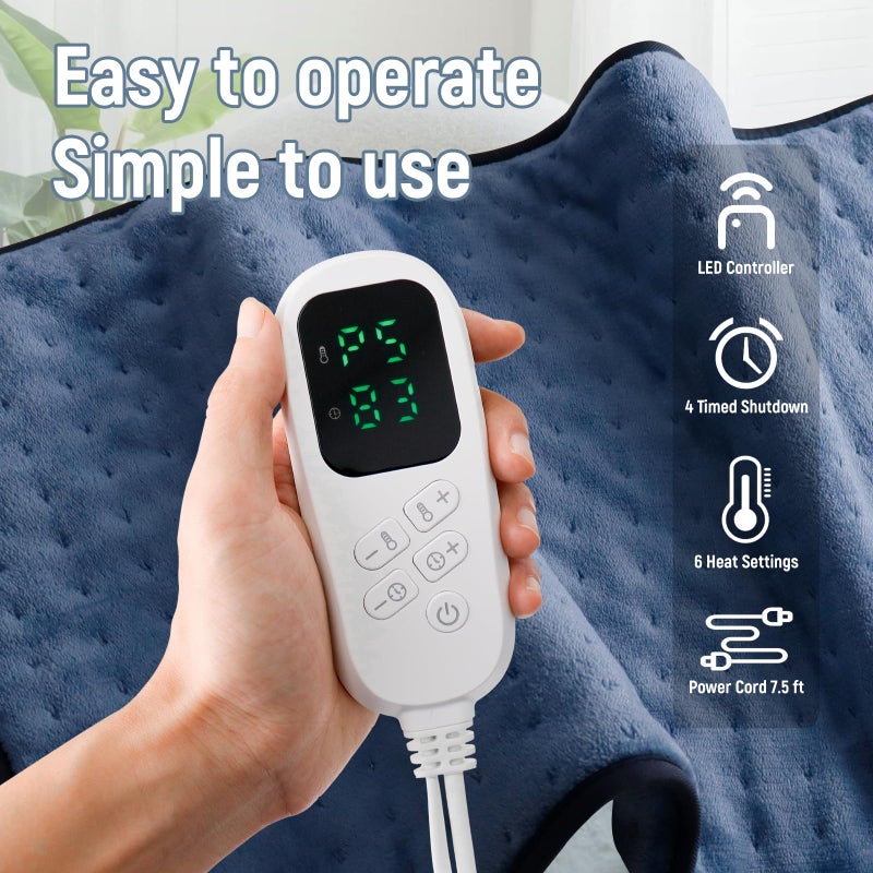Kdti King Size Heating Pad (17""?32"") - Electric Heating Pad For Back Pain  Cramps Relief  6 Temperature Settings  Fast Heat  Auto Shut Off  Moist & Dry Heat Therapy  Machine Washable - Image 5