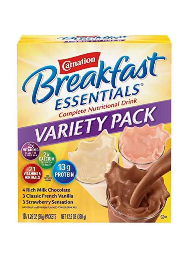 carnation_breakfast_essentials Nestle Carnation Breakfast Essentials Complete Nutritional Drink Rich Milk Chocolate / Classic French Vanilla / Strawberry Sensation Flavor 10 Ct