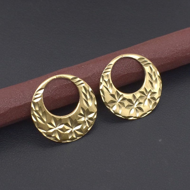 RidVik 1 Micron 22K Gold Plated Nattiyan Earrings For Men's Panjabi Boy | Gold Plated Brass Material Golden Hoop Studs Earrings Bali For Mens Fashion's - Image 3