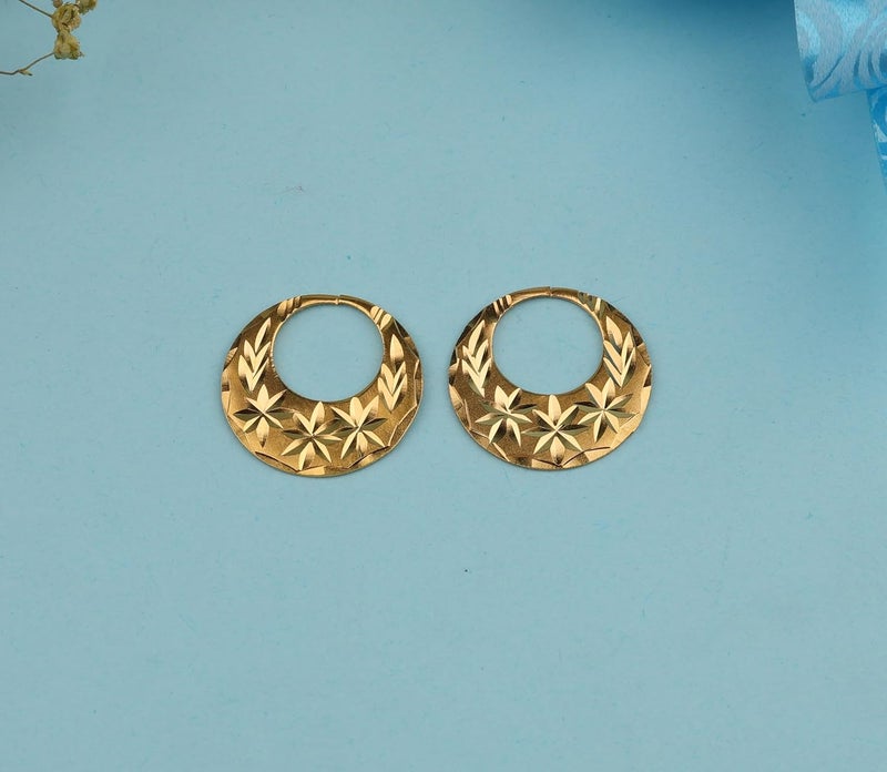 RidVik 1 Micron 22K Gold Plated Nattiyan Earrings For Men's Panjabi Boy | Gold Plated Brass Material Golden Hoop Studs Earrings Bali For Mens Fashion's - Image 4