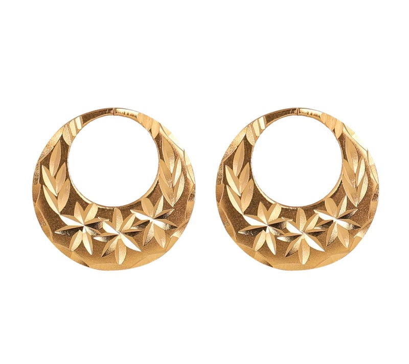 RidVik 1 Micron 22K Gold Plated Nattiyan Earrings For Men's Panjabi Boy | Gold Plated Brass Material Golden Hoop Studs Earrings Bali For Mens Fashion's - Image 1