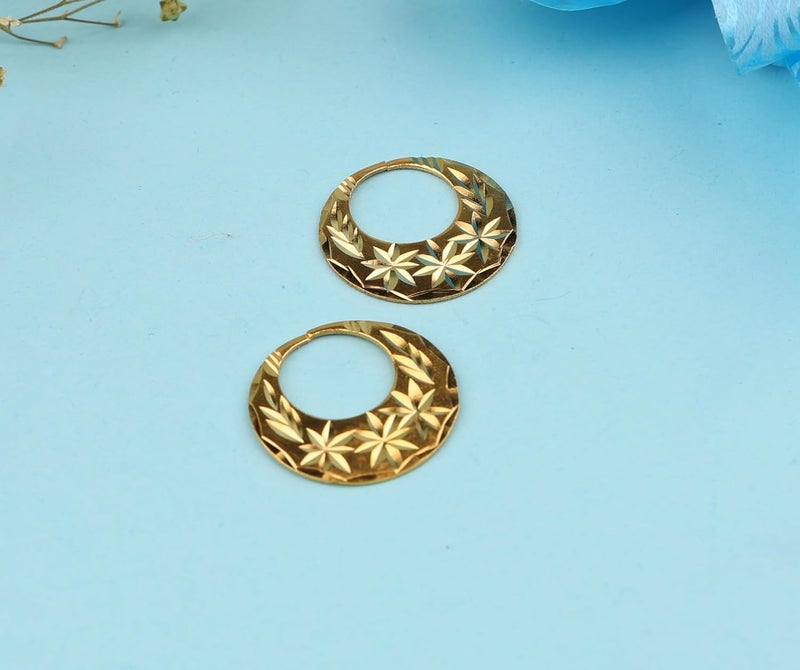 RidVik 1 Micron 22K Gold Plated Nattiyan Earrings For Men's Panjabi Boy | Gold Plated Brass Material Golden Hoop Studs Earrings Bali For Mens Fashion's - Image 2