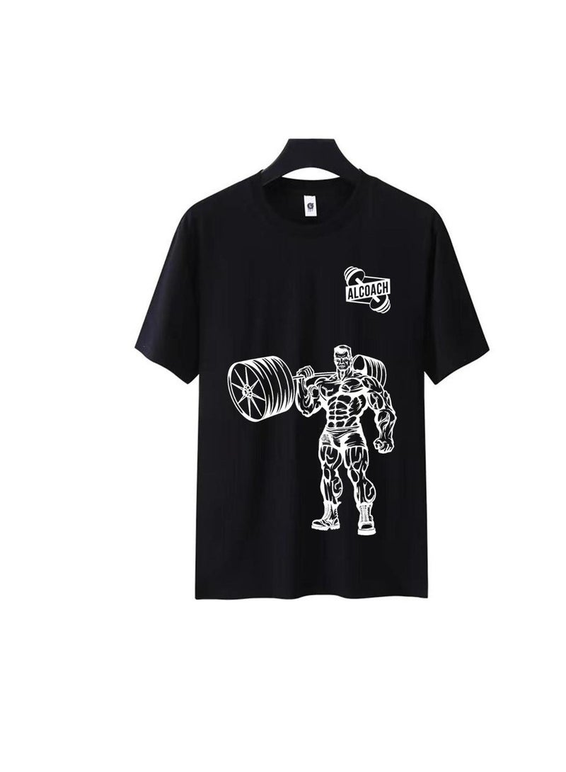 ALCOACH Men's Oversize T-shirt - ALCOACH - NEVER GIVE UP  Printed for exercise, gym and bodybuilding  - Image 2