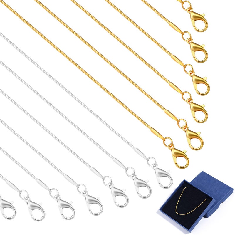 Topacket 24 Pack Necklace Chains BulkGold and Silver Snake Necklace Chains for Jewelry Making 18 Inches - Image 2