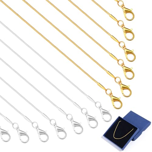 Topacket 24 Pack Necklace Chains BulkGold and Silver Snake Necklace Chains for Jewelry Making 18 Inches - Image 1