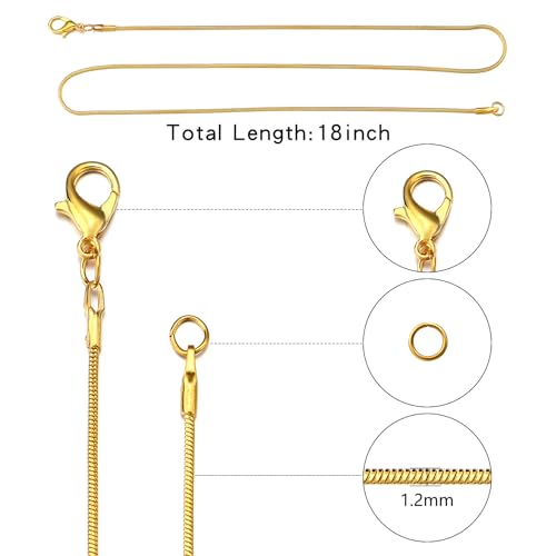 Topacket 24 Pack Necklace Chains BulkGold and Silver Snake Necklace Chains for Jewelry Making 18 Inches - Image 3