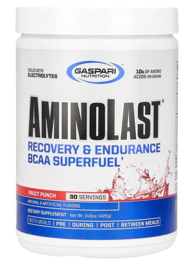 Gaspari Nutrition Aminolast® Recovery & Endurance BCAA Superfuel Fruit Punch 14.8 oz (420 g) 