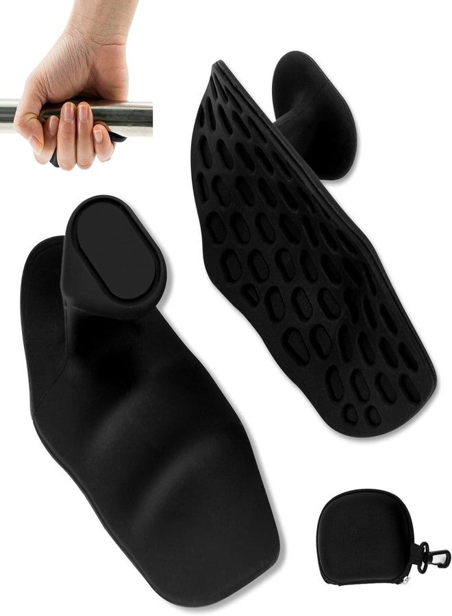 STARFLYER Weight Lifting Gym Grips Fingerless Workout Grips - Ergonomic Rubber Hand Protector Gloves for Weight Lifting, Pull-Ups, Gym Training and Exercise, for Men and Women (Black) (Hand Grip) - Image 1