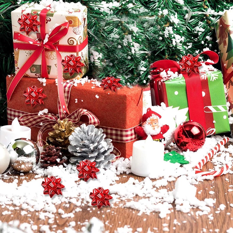 Iceyyyy 200 Pcs Mini Christmas Gift Bows-1 Inch Red Metallic Star Gift Bows-Tiny Adhesive Present Bows for Christmas Holiday Party Decoration DIY Gifts Wrapping - Image 5