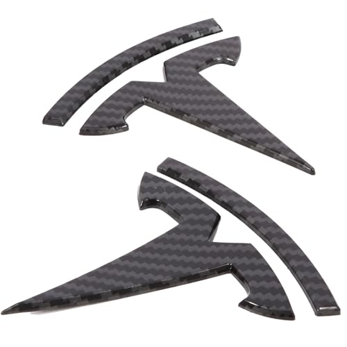 Nanaholy Model Y Accessories for Tesla 2024 2023 2022 2021 2020 Emblem Sticker 2PCSSet Logo Decal Black Carbon Fiber Pattern - Image 1