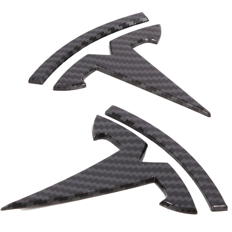 Nanaholy Model Y Accessories for Tesla 2024 2023 2022 2021 2020 Emblem Sticker 2PCSSet Logo Decal Black Carbon Fiber Pattern - Image 3